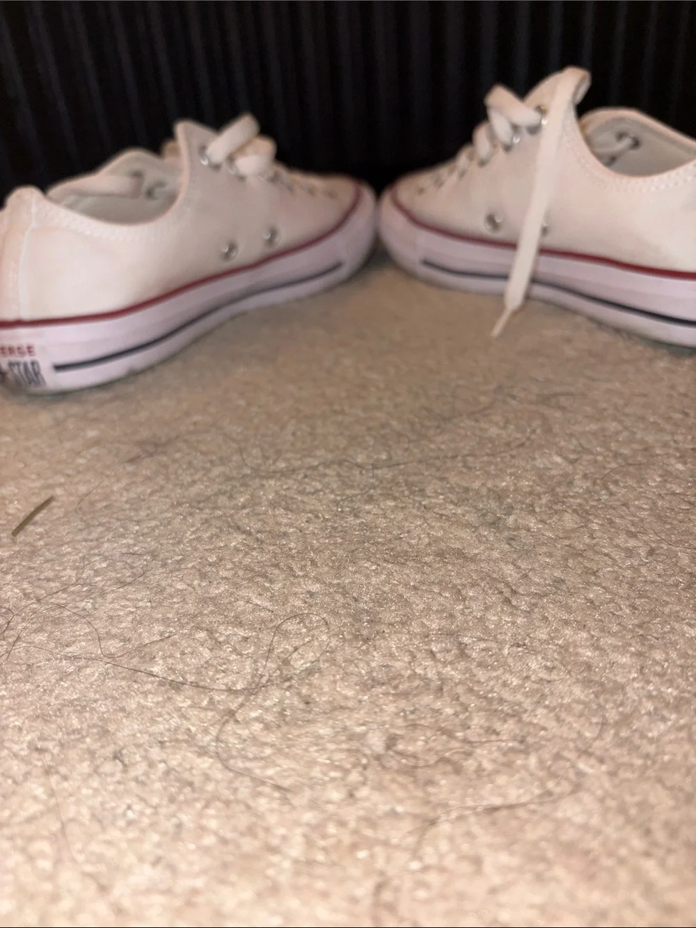 Converse Kids White Canvas Low Top Sneakers with Red Trim